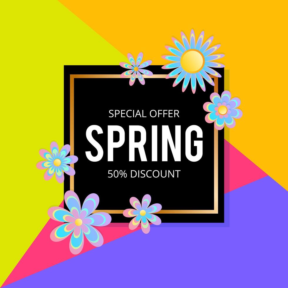 Spring sale background with beautiful colorful flower. Vector illustration template.banners.Wallpaper.flyers, invitation, posters, brochure, voucher discount.