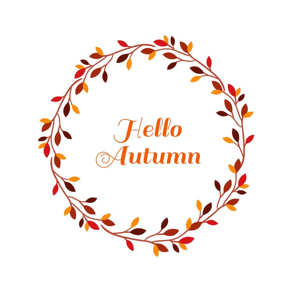 Hello autumn leaves frame vector