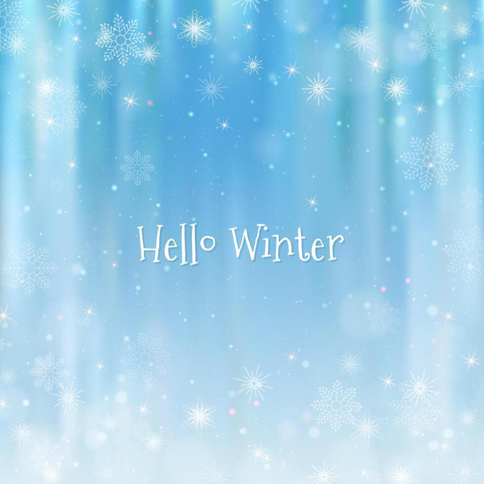 Hello winter blurred background. Christmas Snowflakes Blurred Background vector