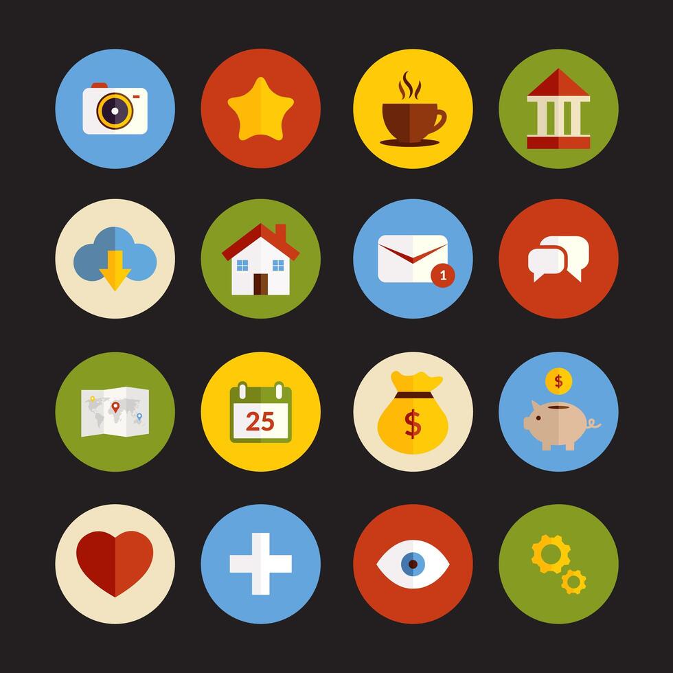 Universal Flat Icons set vector