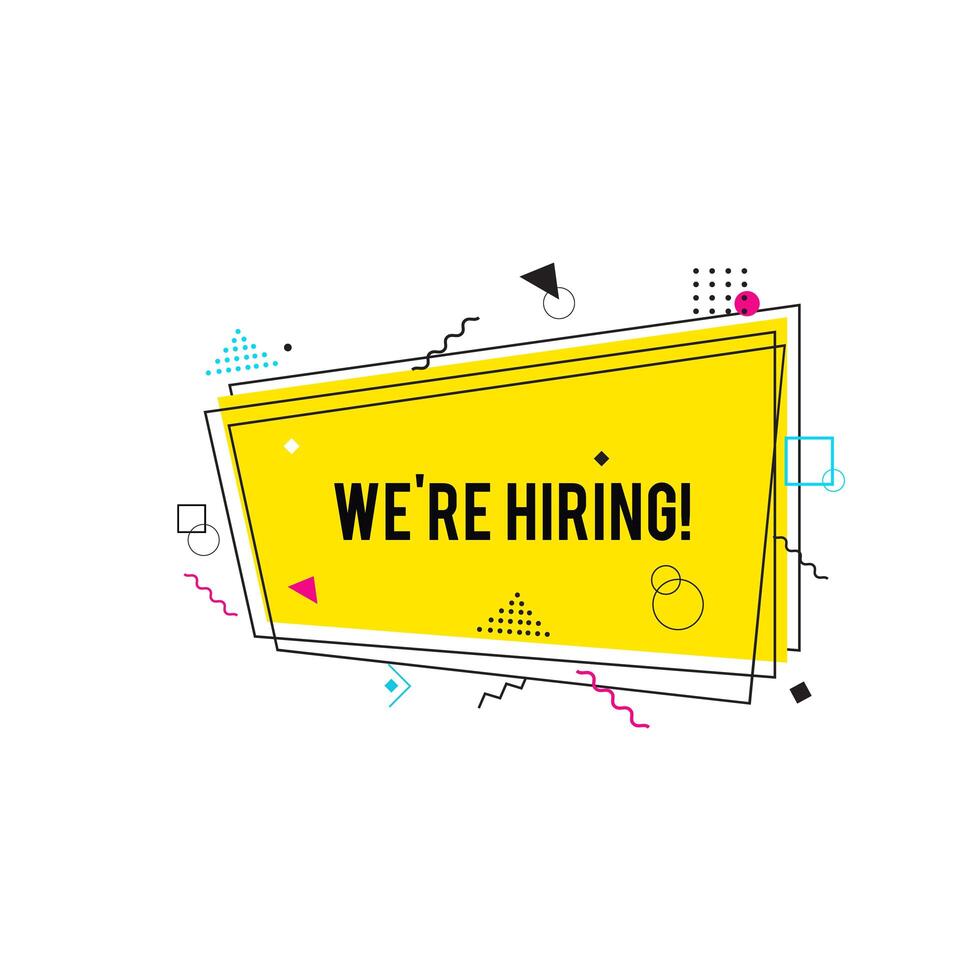 We're hiring symbol,  Business recruiting concept. Yellow hiring banner vector