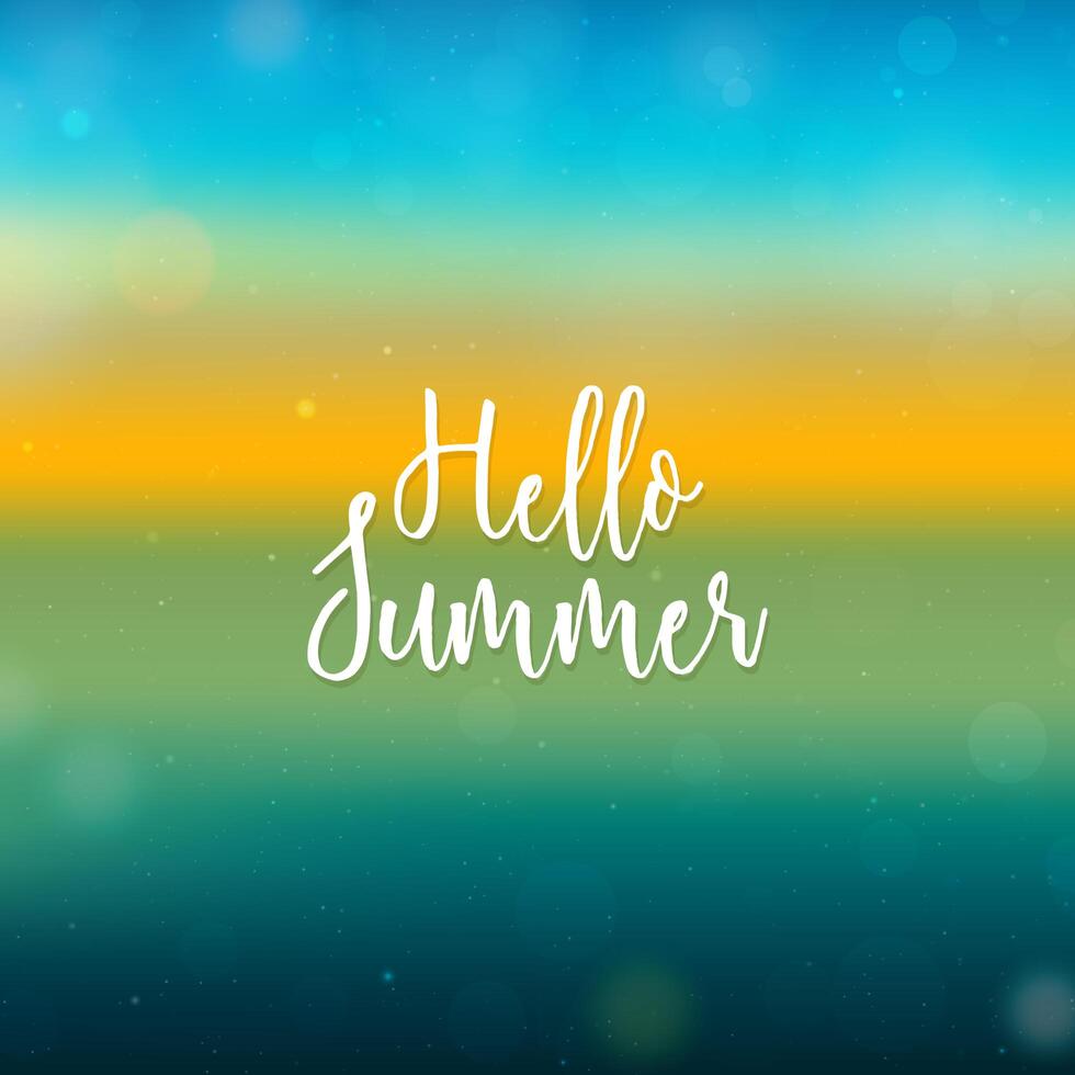 Blurred Hello Summer background, beach sunset vector