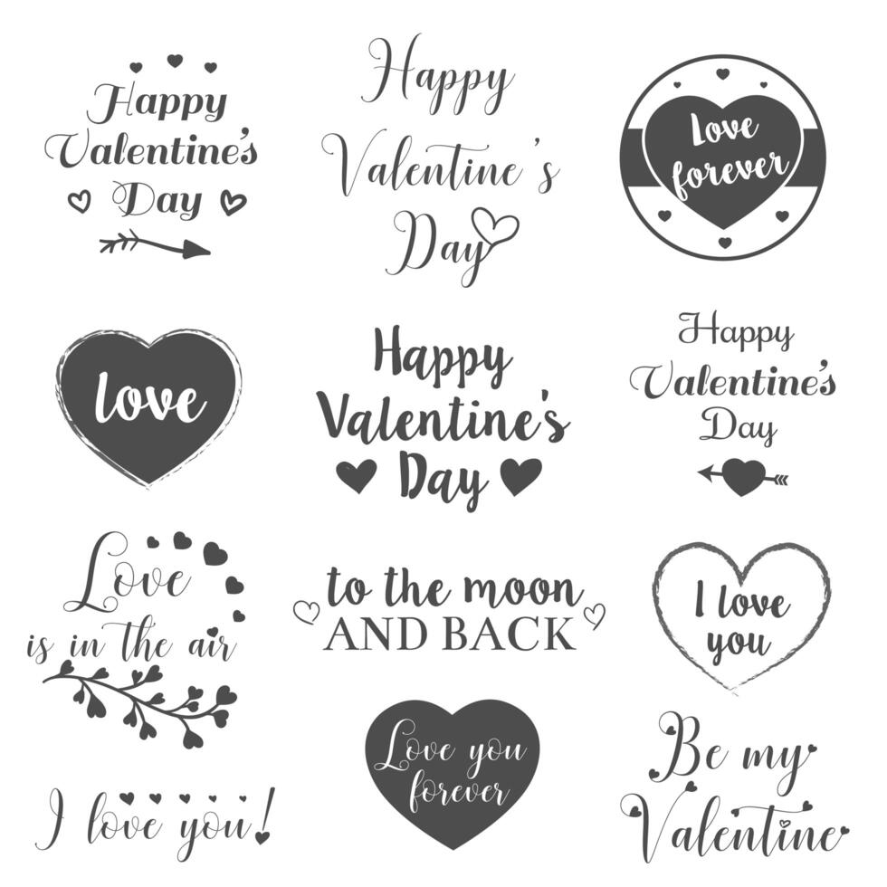 San Valentín y colección de letras de amor vector