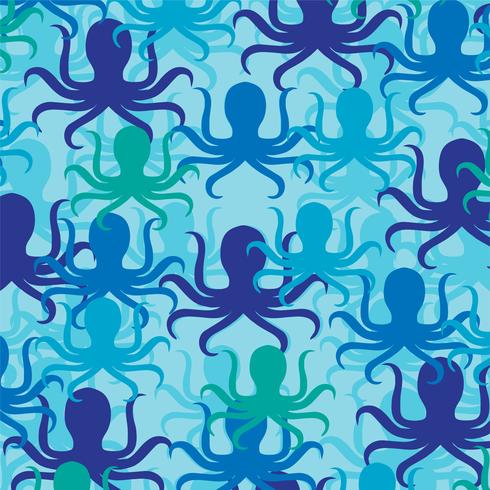  Overlapping blue octopus pattern vector