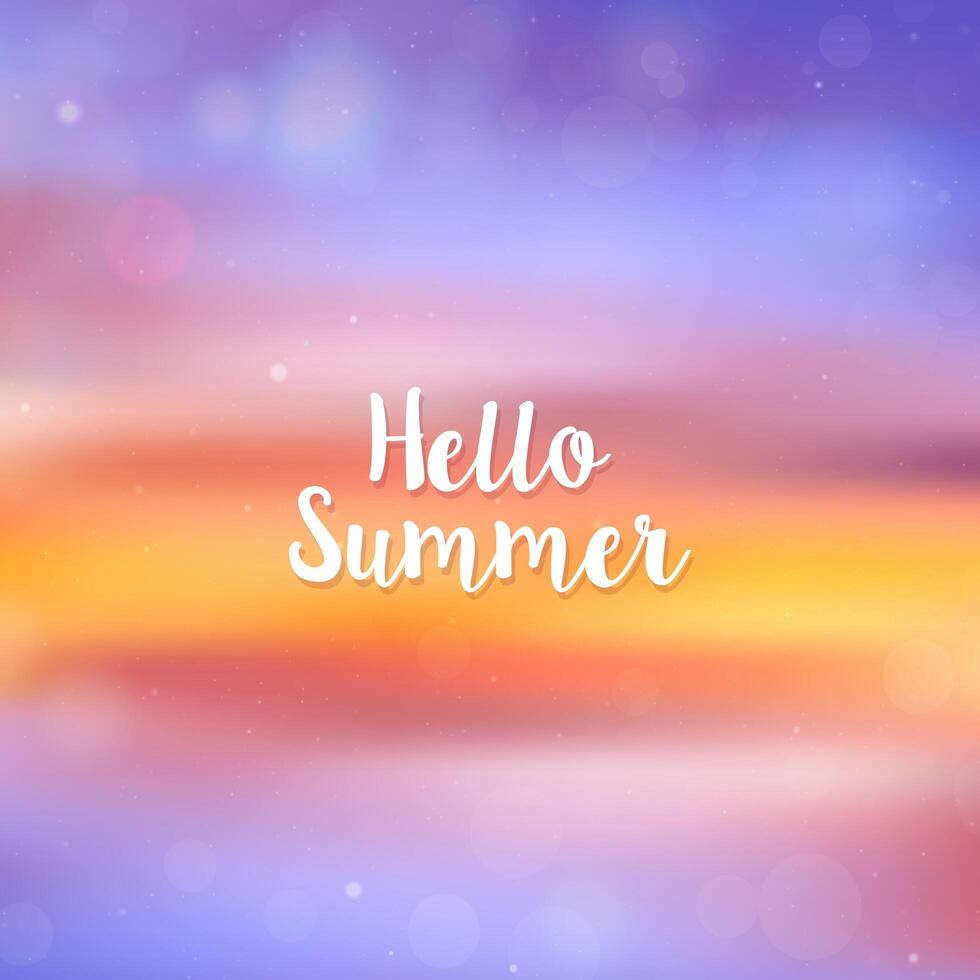 Blurred Hello Summer background, beach sunset vector