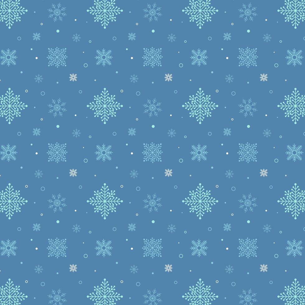 Blue snowflakes pattern. White snowflakes pattern on blue background vector