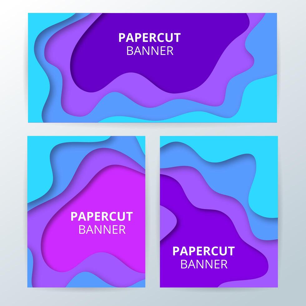 Colorful paper cut banners vector