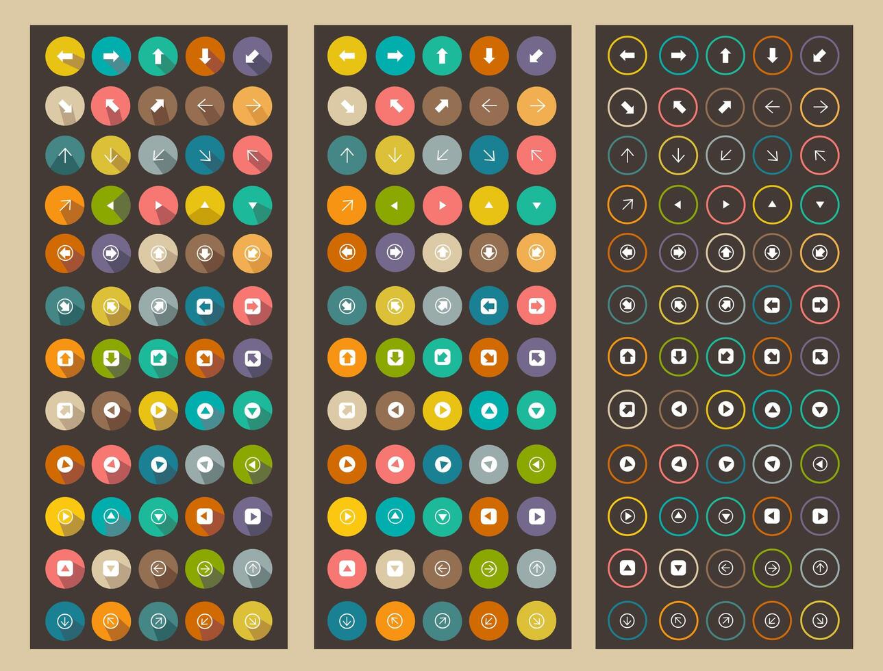 Arrows flat icons pack vector