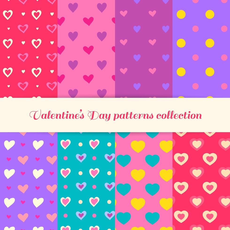 Colección de patrones del día de san valentín. Patrones de amor. Patrones de dia de san valentin vector