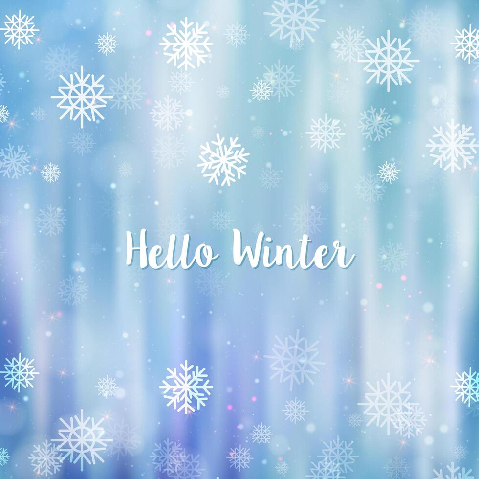 Hello winter blurred background. Christmas Snowflakes Blurred Background vector