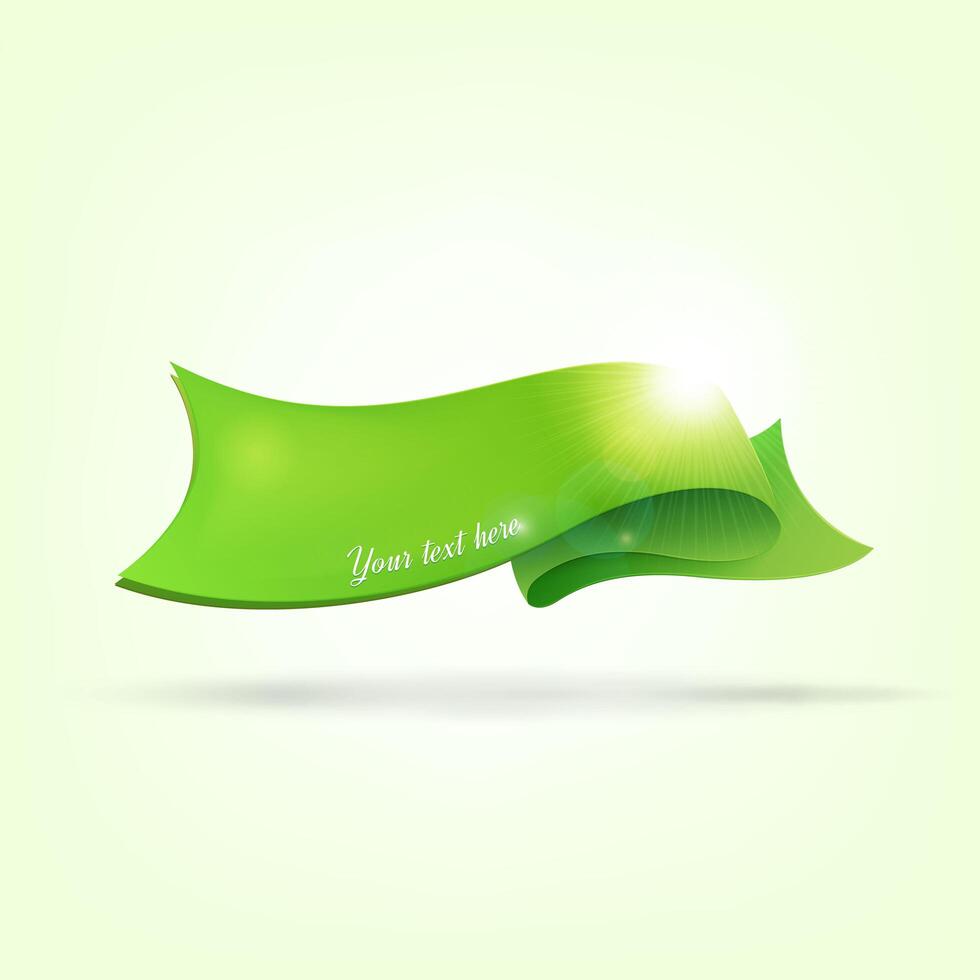 Abstract background with green ribbon vector