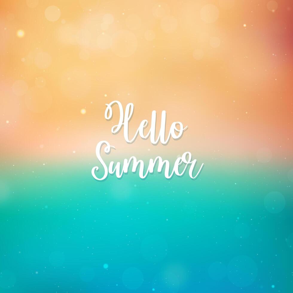 Blurred Hello Summer background, beach and ocean vector