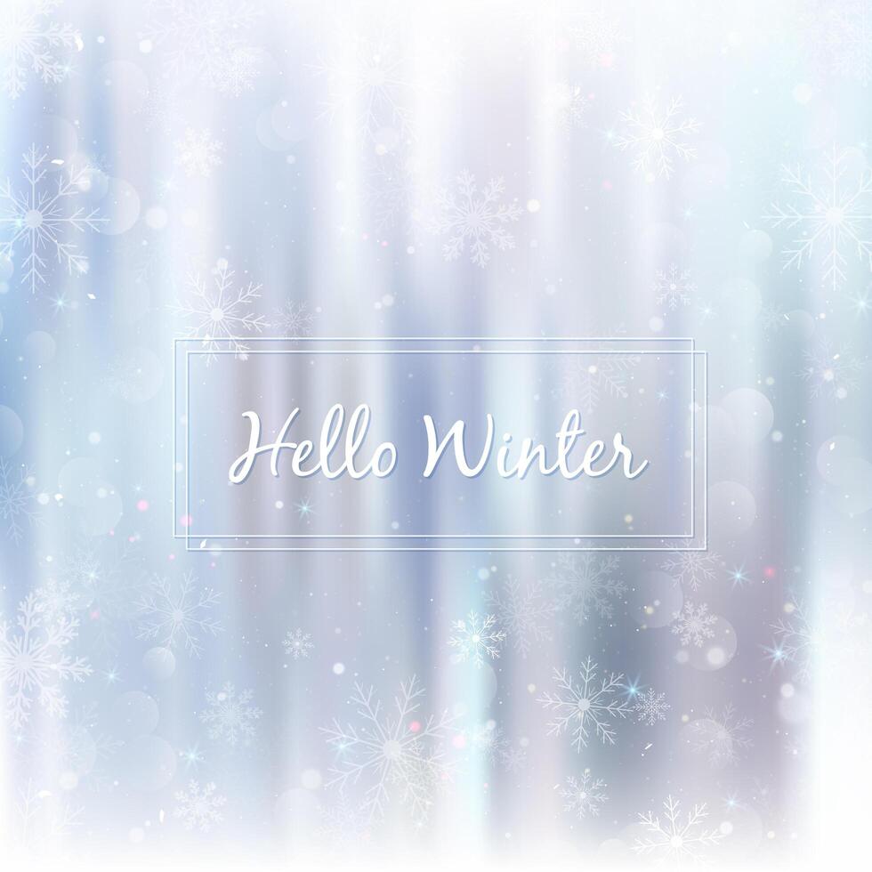 Hello winter blurred background. Christmas Snowflakes Blurred Background vector