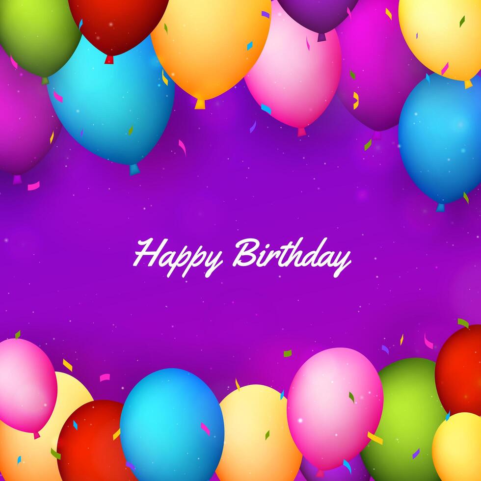 Happy birthday background with realistic balloons and confetti vector