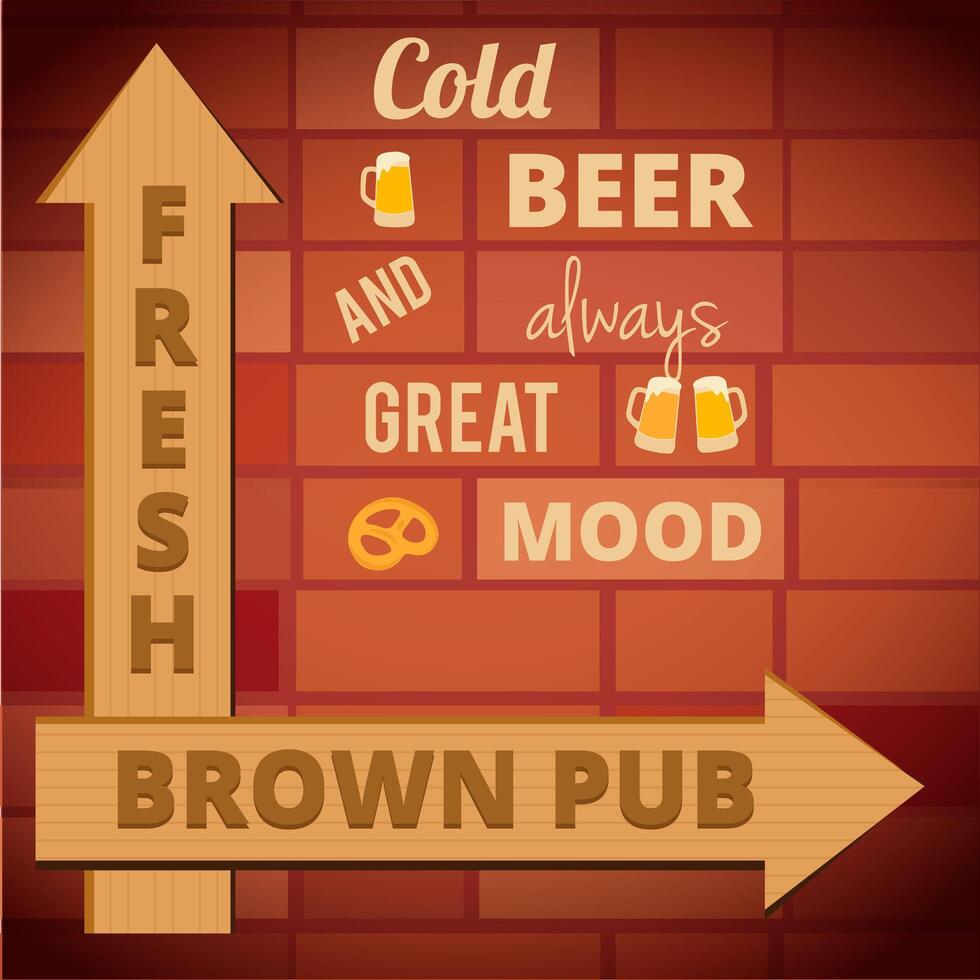 Vintage beer poster. Retro poster template for a beer. Advertising vector layout for pub.