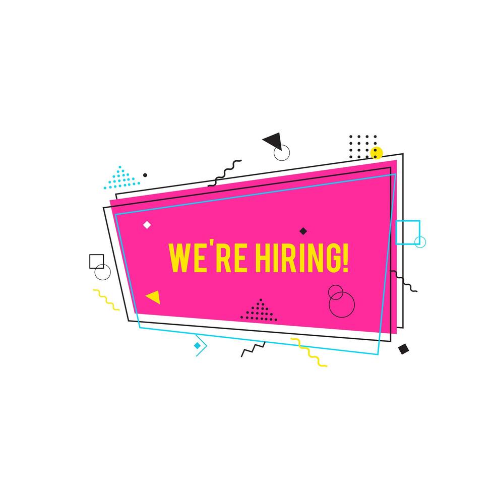 We're hiring symbol,  Business recruiting concept. Pink, magenta hiring banner vector
