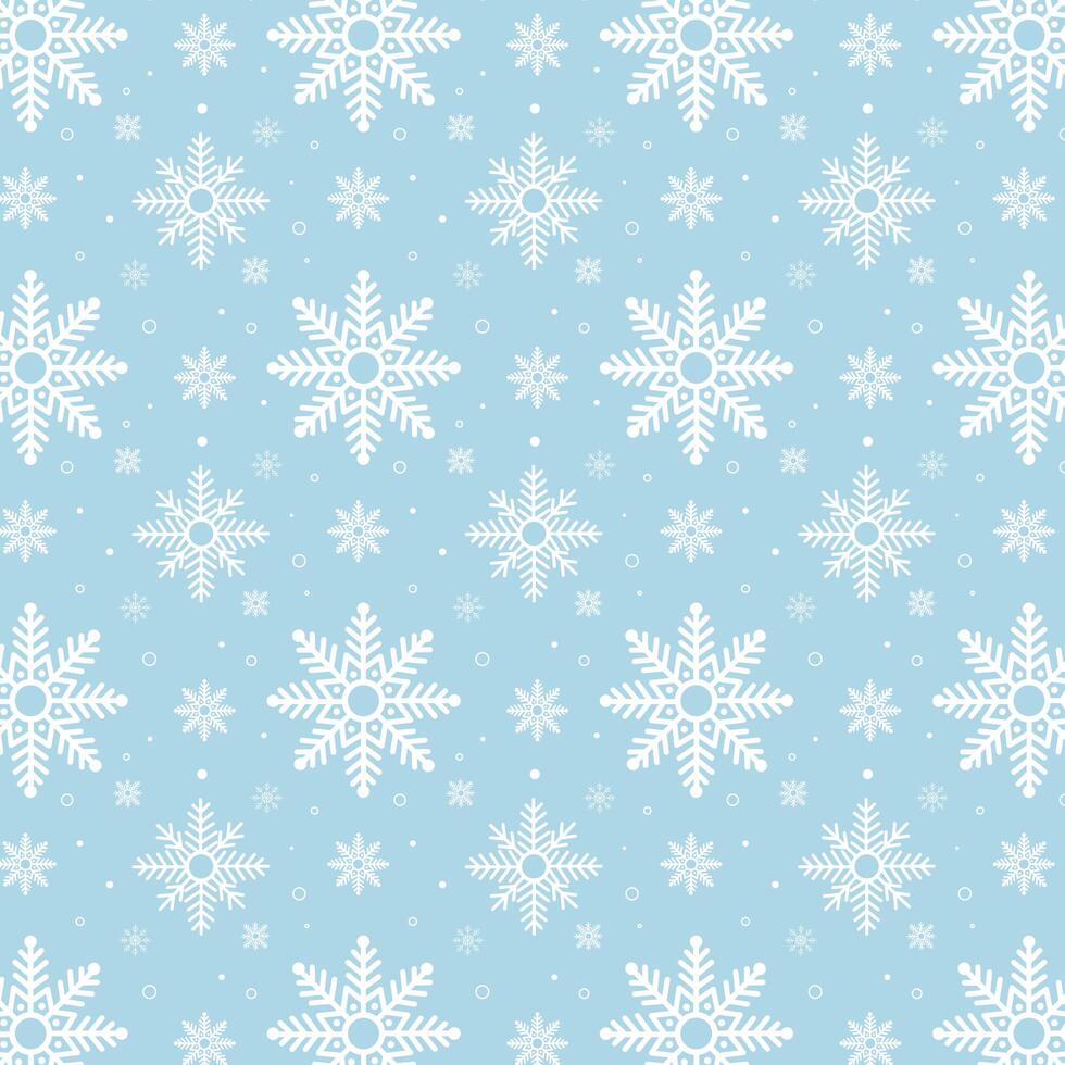 Blue snowflakes pattern. White snowflakes pattern on blue background vector