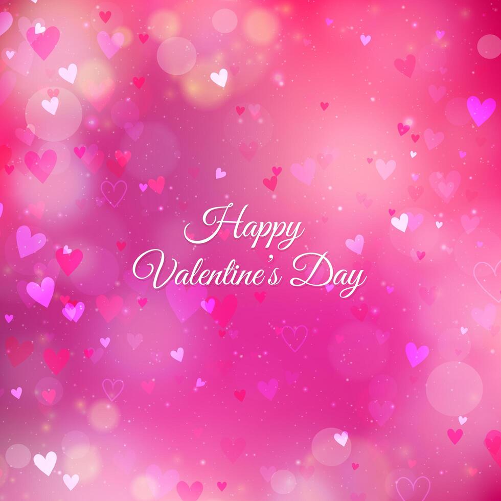 Valentine's Day background with hearts and bokeh vector