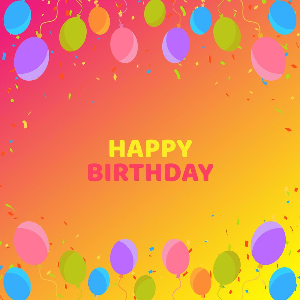 Fondo de cumpleaños colorido con globos y confeti vector