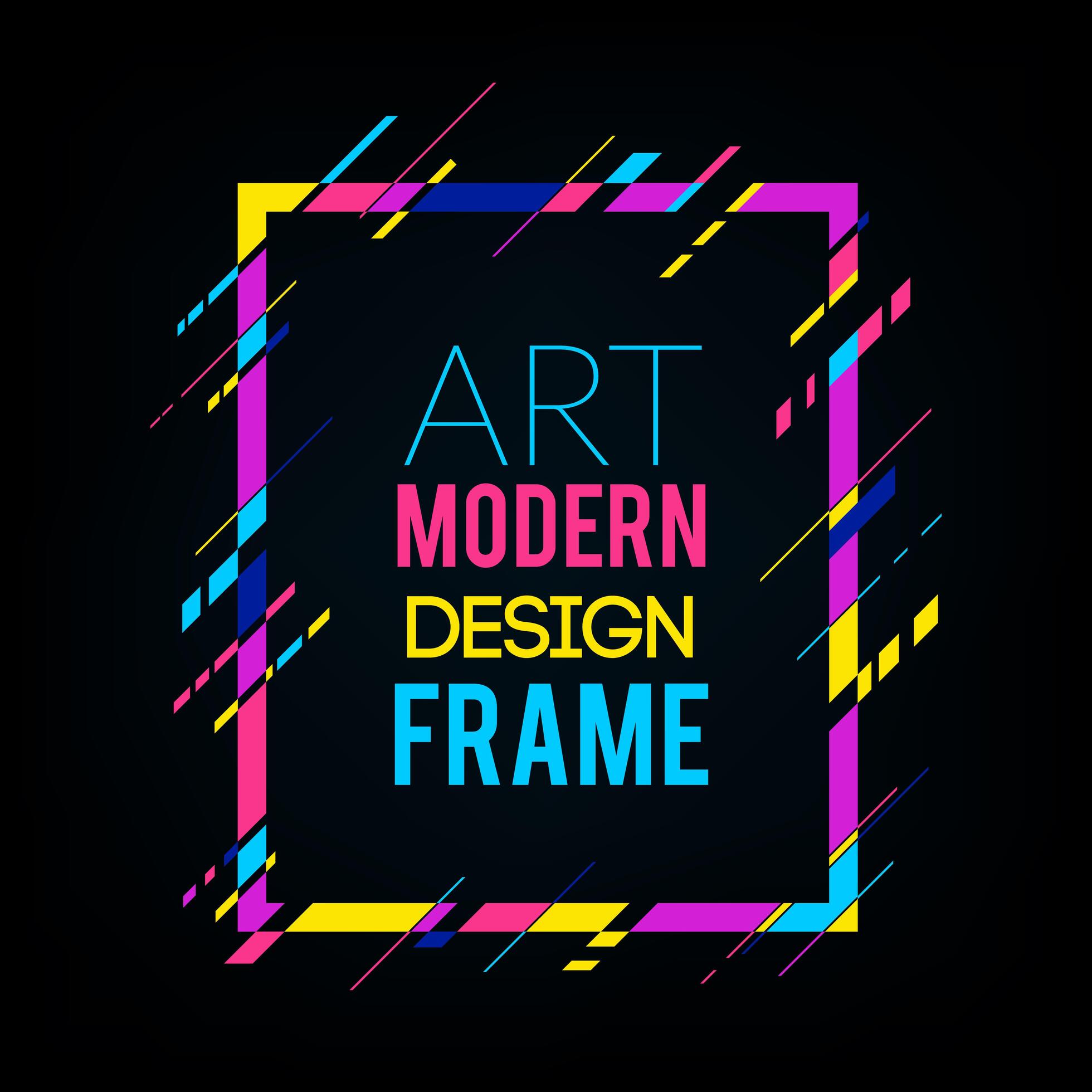 Dynamic frame with stylish colorful abstract geometric shapes on a