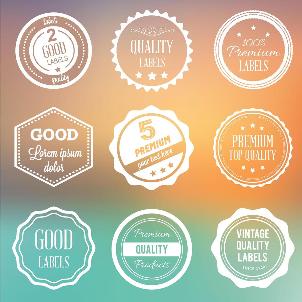 Vector labels set on blurred background