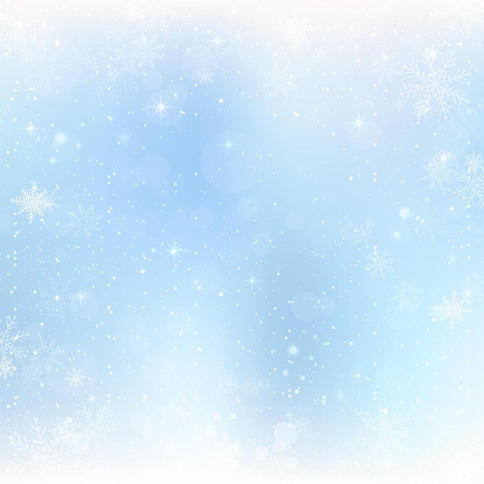 Abstract Christmas background with snowflakes. Blue Elegant Winter background vector