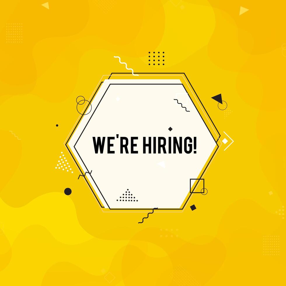 We're hiring symbol,  Business recruiting concept. Yellow hiring banner vector