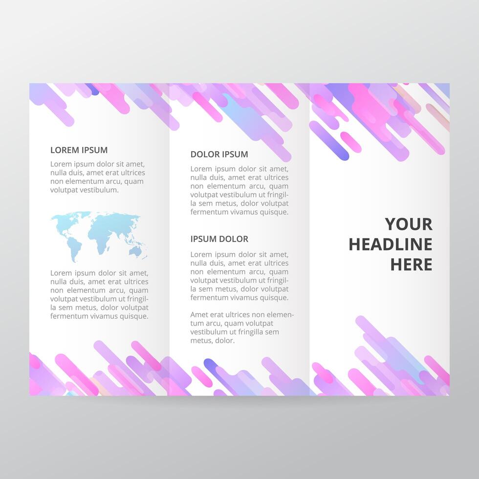 Purple Geometry Trifold Brochure. business brochure template, trend brochure. vector