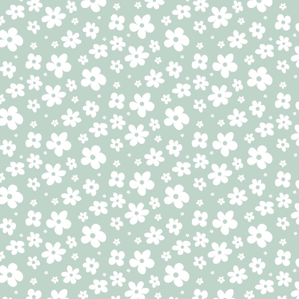 Flores blancas sobre fondo verde vector