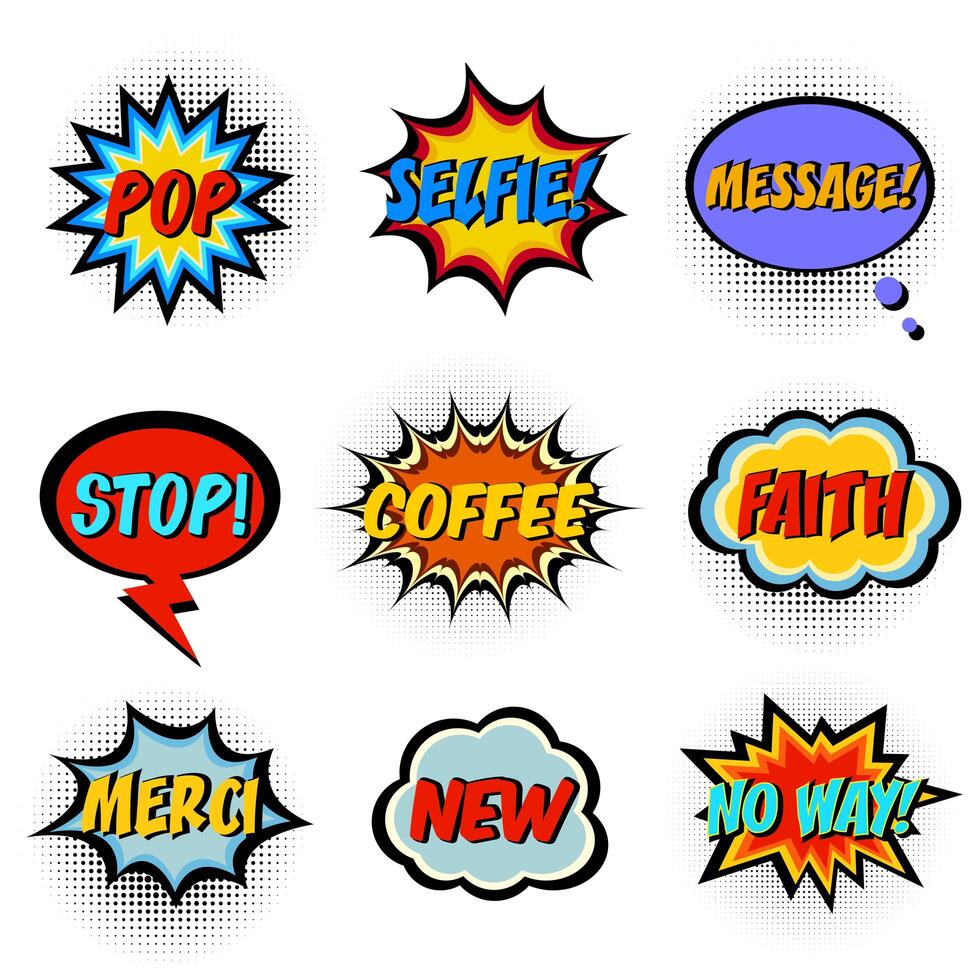 Comic book words. Comic speech bubble set vector