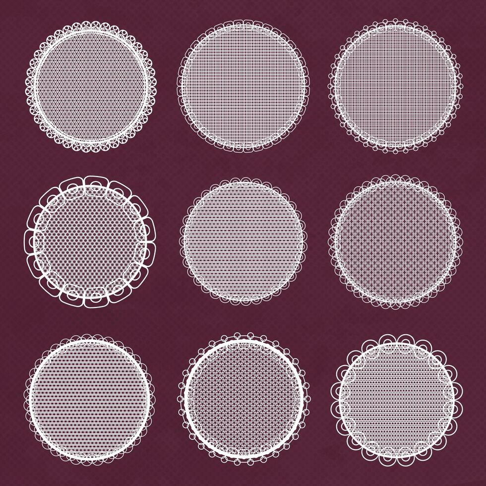 Vector decorative lace frames. Doily templates for logo