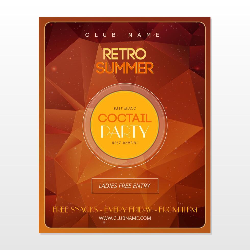 Geometric orange retro party poster vector