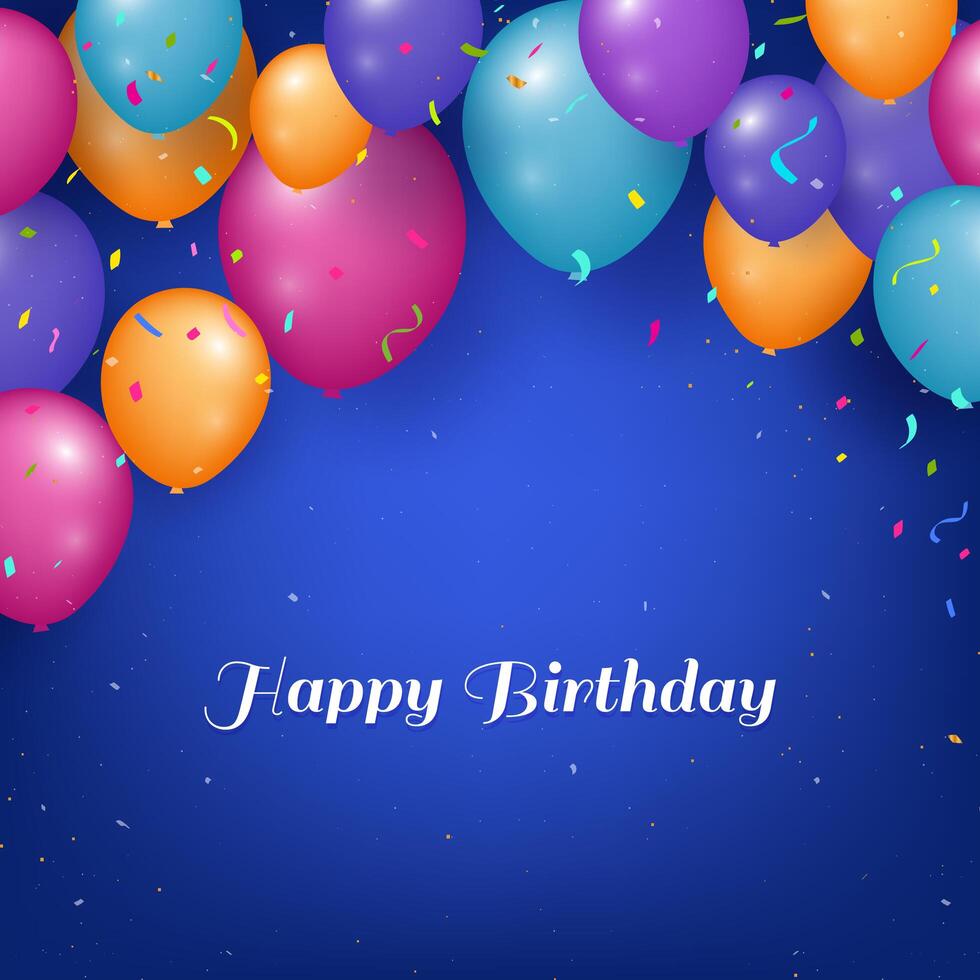 Realistic Happy birthday background with balloons and confetti vector