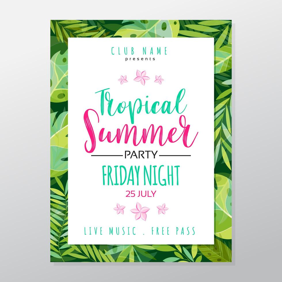 Summer tropical party poster vector