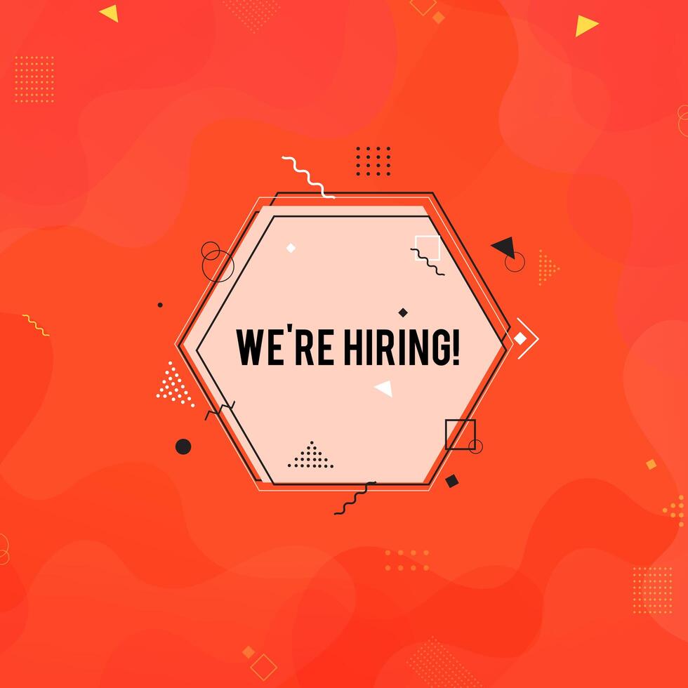 We're hiring symbol,  Business recruiting concept. Orange hiring background vector