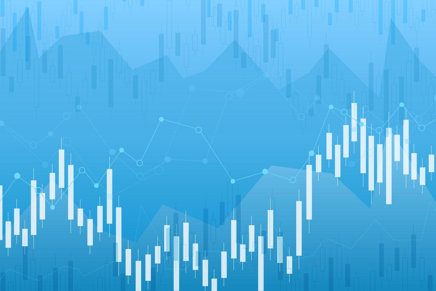 Gráfico de la tabla de la vela, comercio de inversión en el mercado de valores, punto alcista, punto bajista. Tendencia de diseño gráfico vectorial. vector