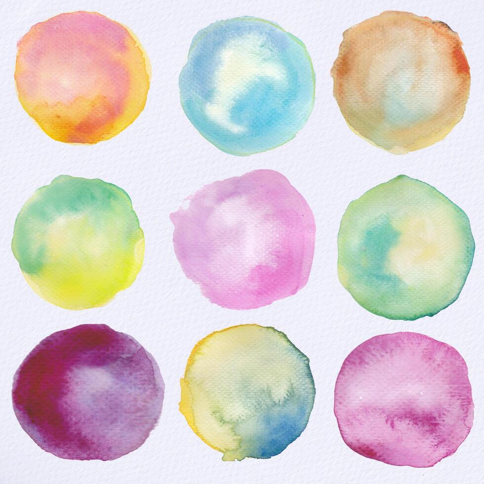 Watercolor round labels collection vector