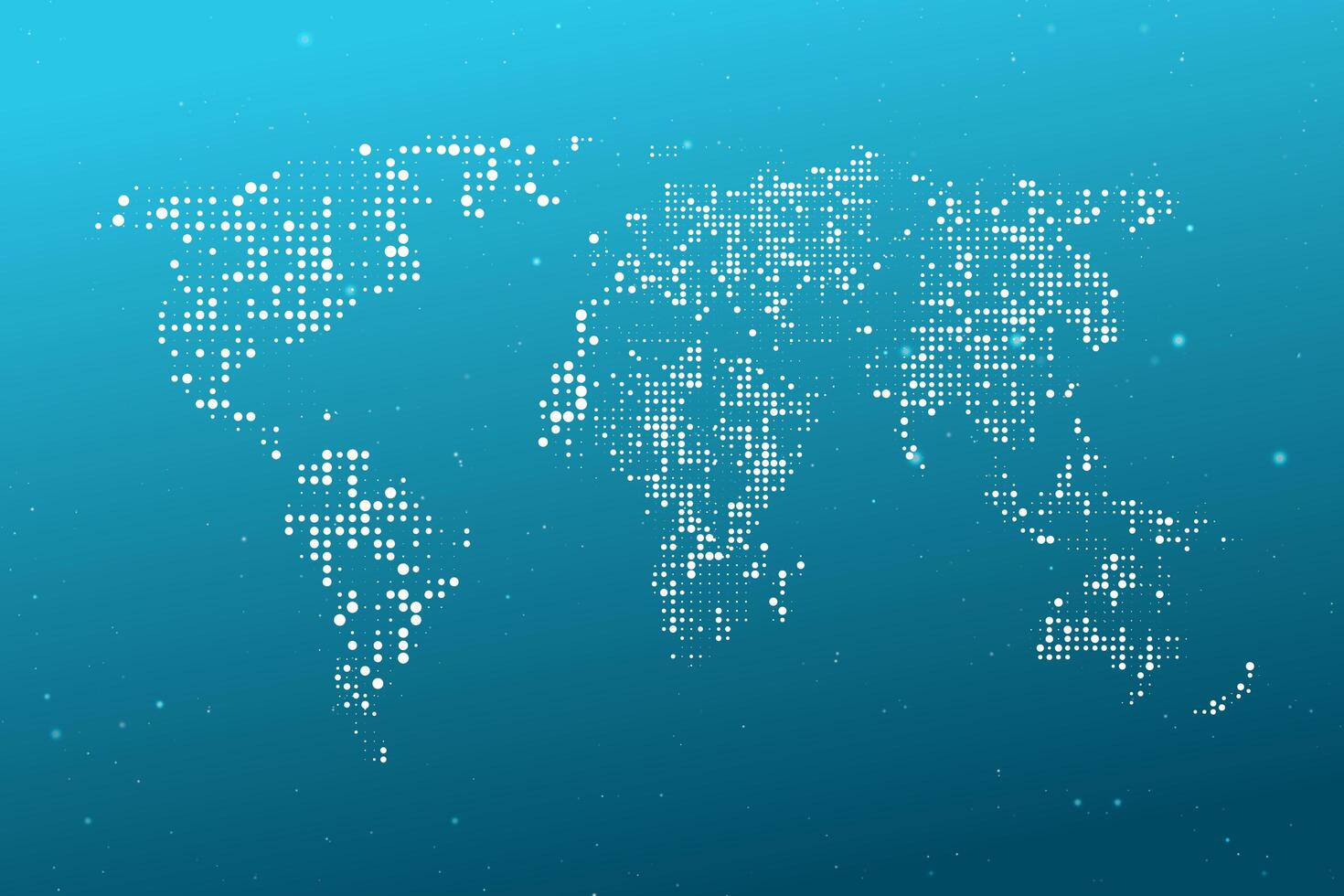 Dotted World map. Abstract computer graphic World map of blue round dots. Vector illustration.