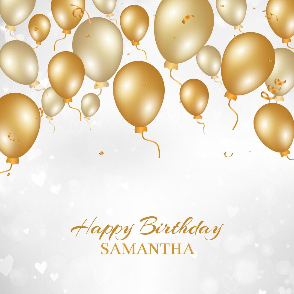 Happy birthday background with gold balloons vector