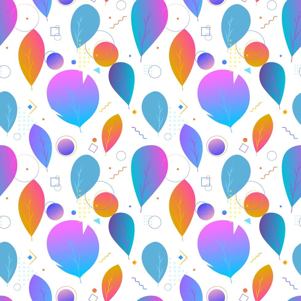Colorful abstract modern leaves, seamless pattern vector