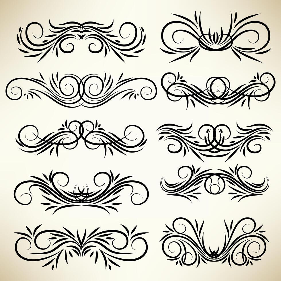 Vintage calligraphic swirl ornaments set vector