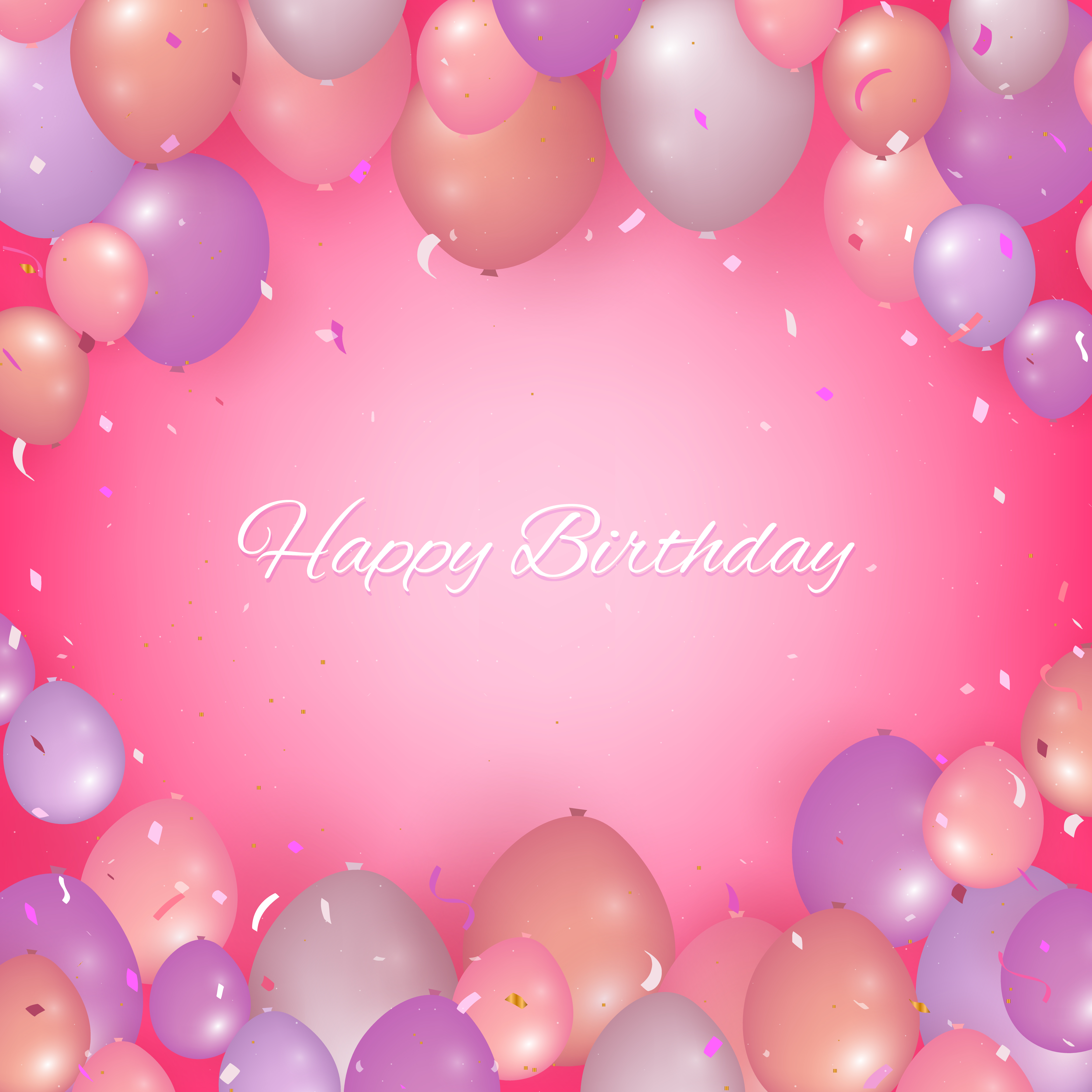 Realistic Happy birthday background with balloons and confetti 570453  Vector Art at Vecteezy