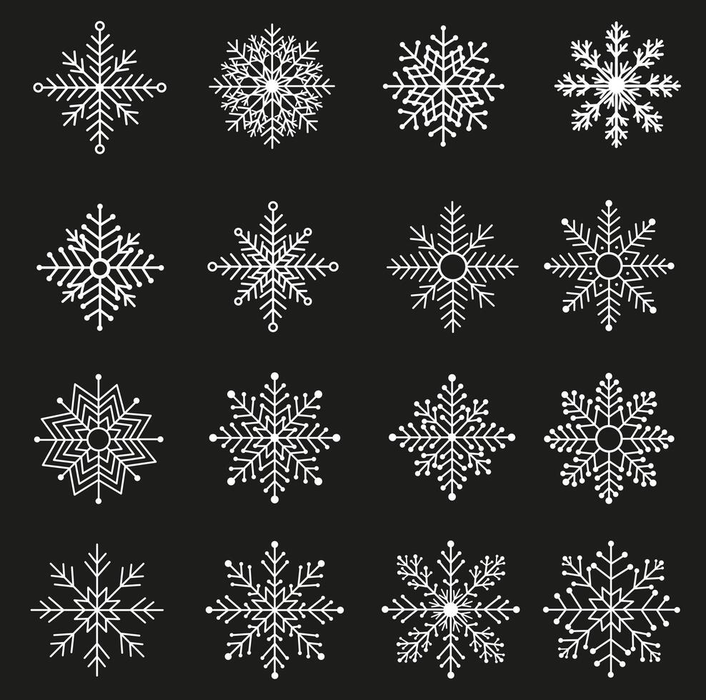 White snowflakes set vector