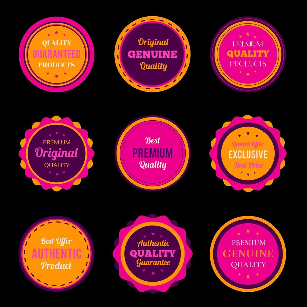 Colorful badges and labels set vector