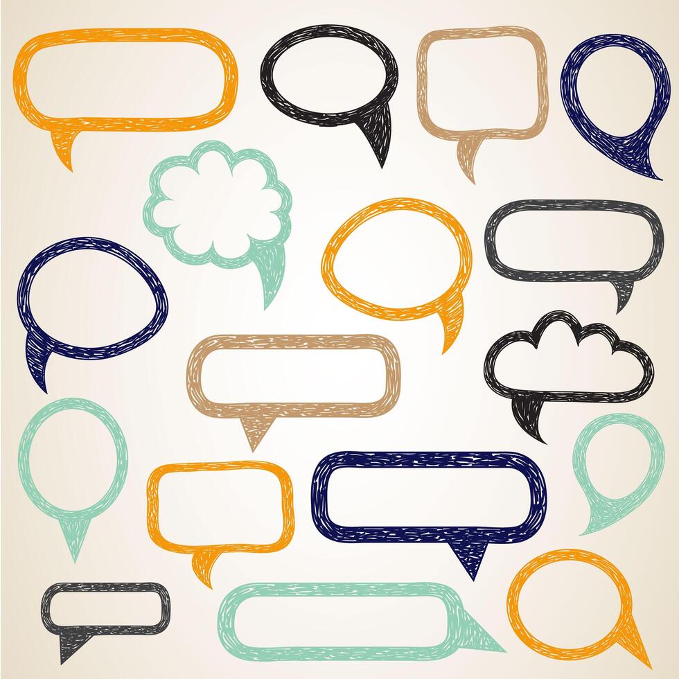 Hand draw speech bubbles vector set