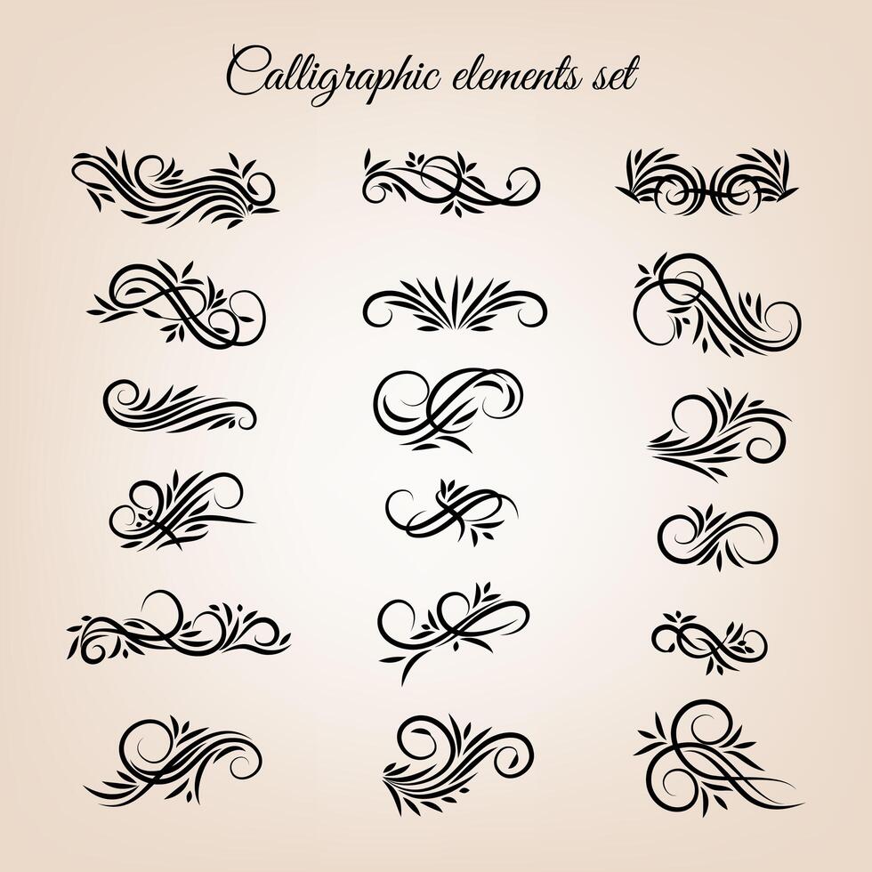 Vintage calligraphic swirl ornaments set vector