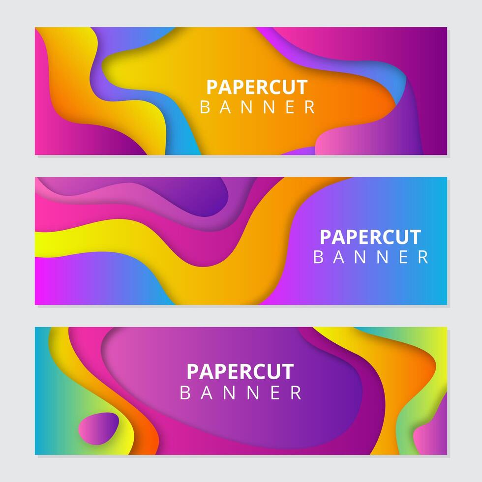 Colorful paper cut banners vector