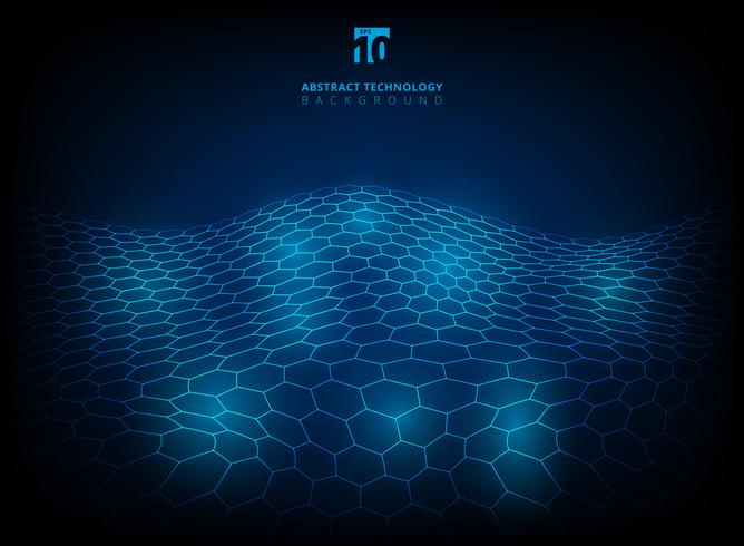 Abstract technology hexagon pattern shining glow futuristic digital background. vector