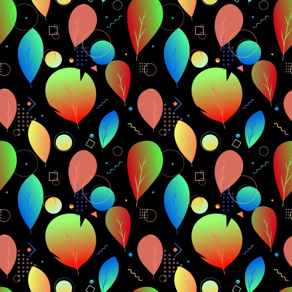 Colorful abstract modern leaves, seamless pattern vector
