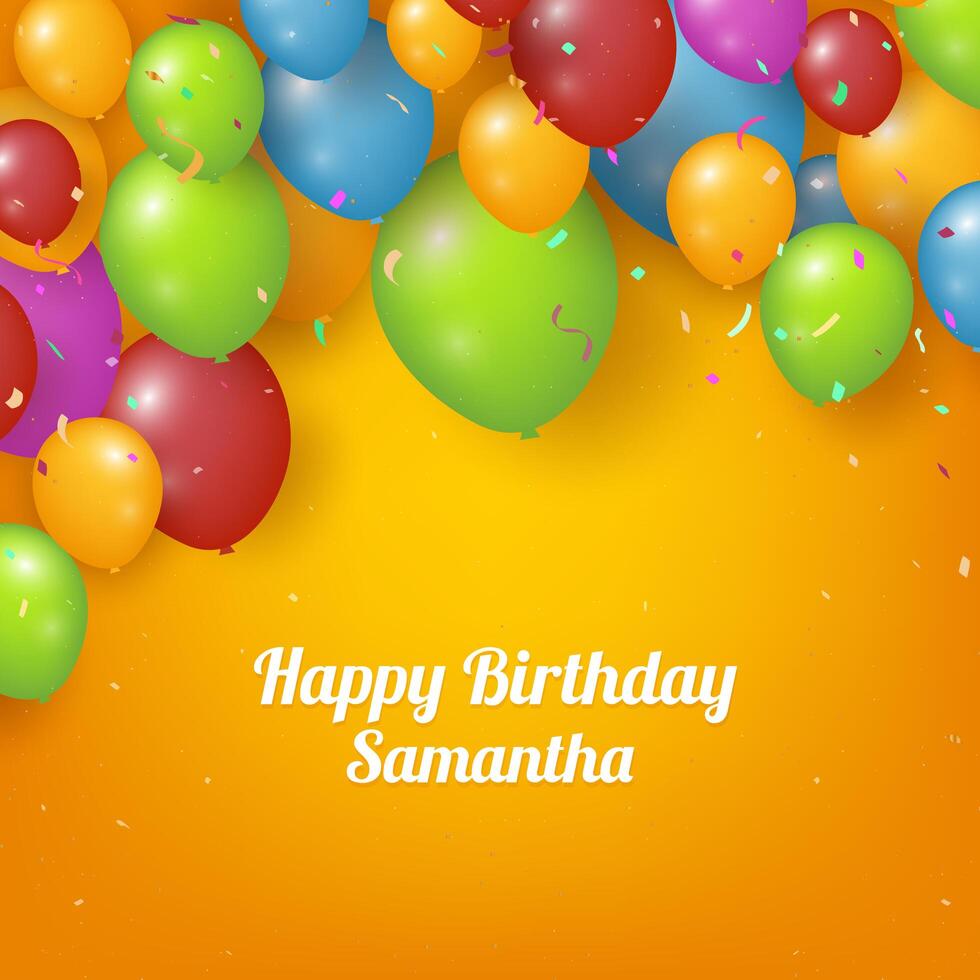 Realistic Happy birthday background with balloons and confetti vector